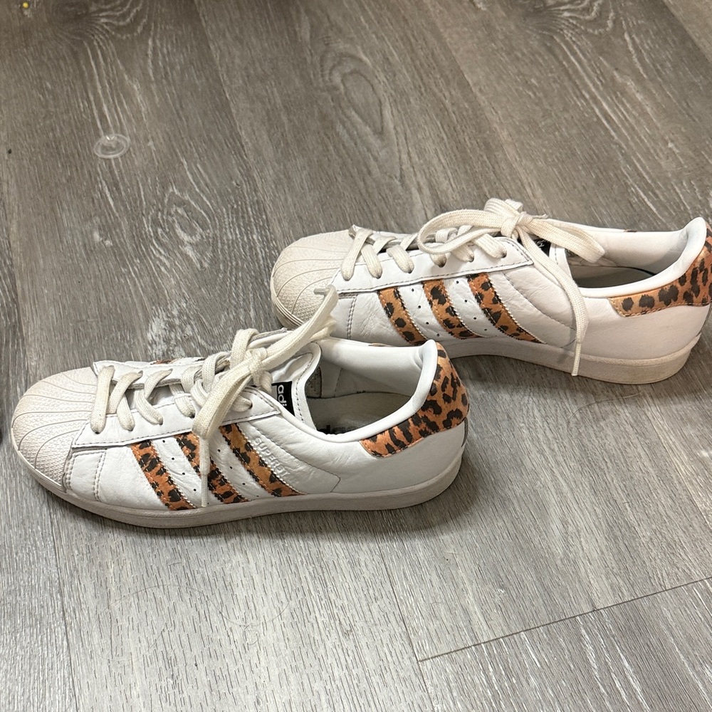 Adidas White Sneakers with Animal Print